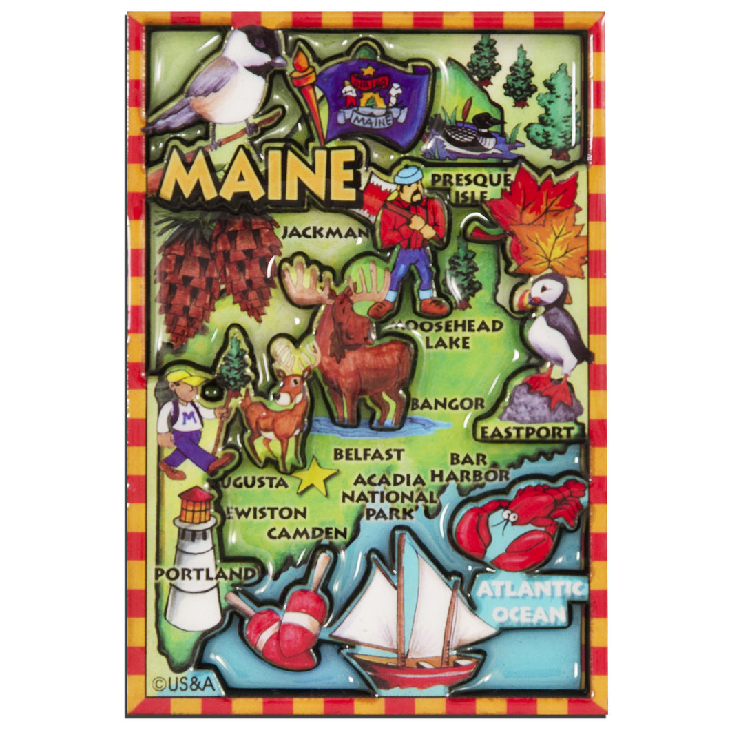 Magnet - Dual Level Epoxy - Maine Map