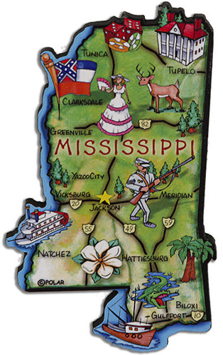 Magnet Large Artwood Mississippi Map