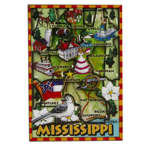 MGMS88 Magnet / Dual Level Epoxy - Mississippi Map