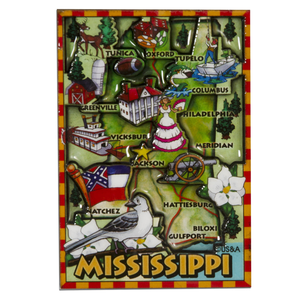 MGMS88 Magnet / Dual Level Epoxy - Mississippi Map