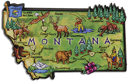 Magnet Large Artwood Montana Map