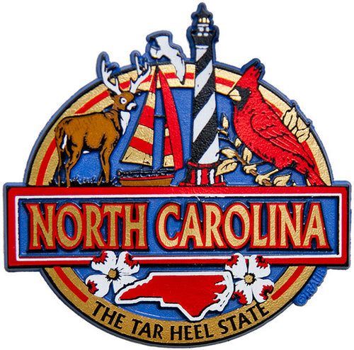 Rubber Magnet Large North Carolina Symbols Foil
