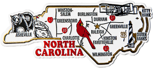 Rubber Magnet Large North Carolina Road Map
