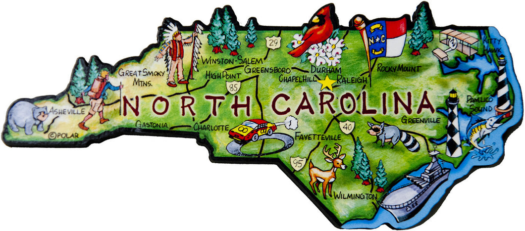 Magnet Large Artwood North Carolina Map