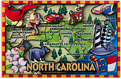 Magnet Dual Level Epoxy North Carolina Map
