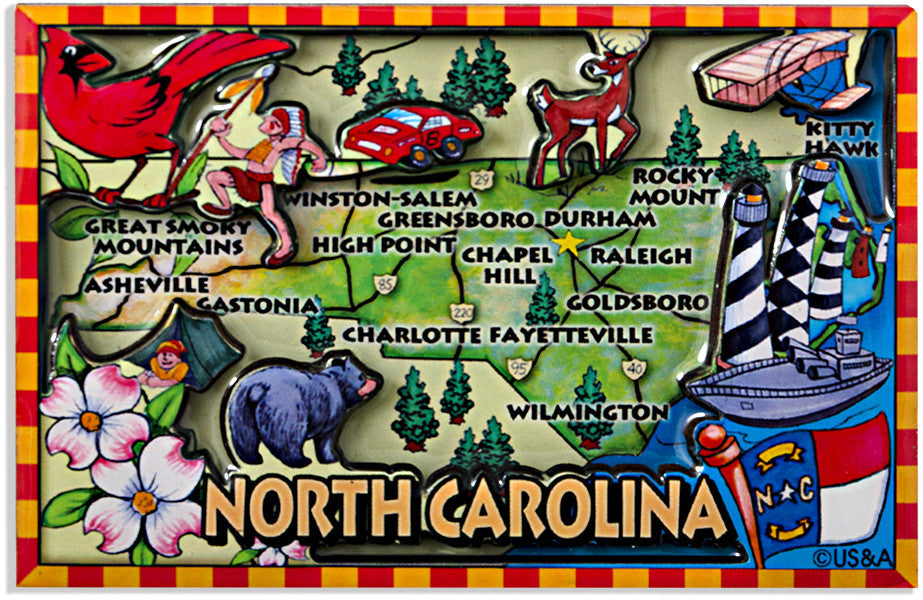 Magnet Dual Level Epoxy North Carolina Map