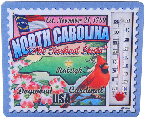 Magnet Wood Thermometer North Carolina Stamp