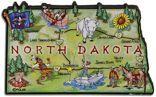 Magnet Large Artwood North Dakota Map