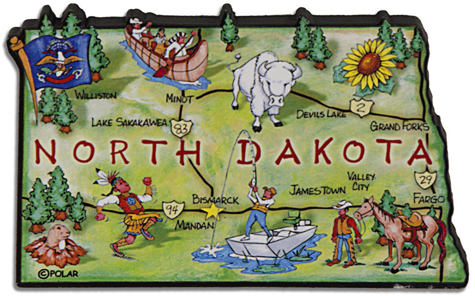 Magnet Large Artwood North Dakota Map