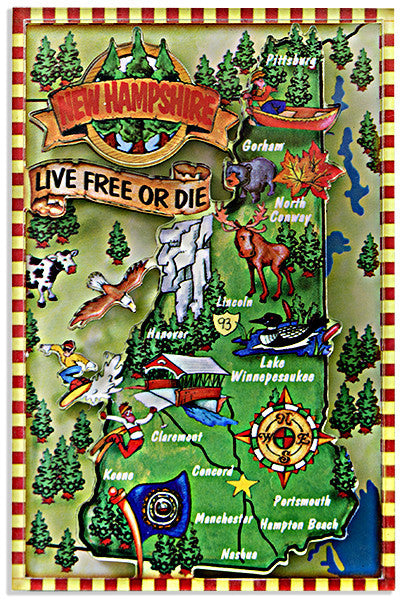 Magnet BiLevel Acrylic New Hampshire Map