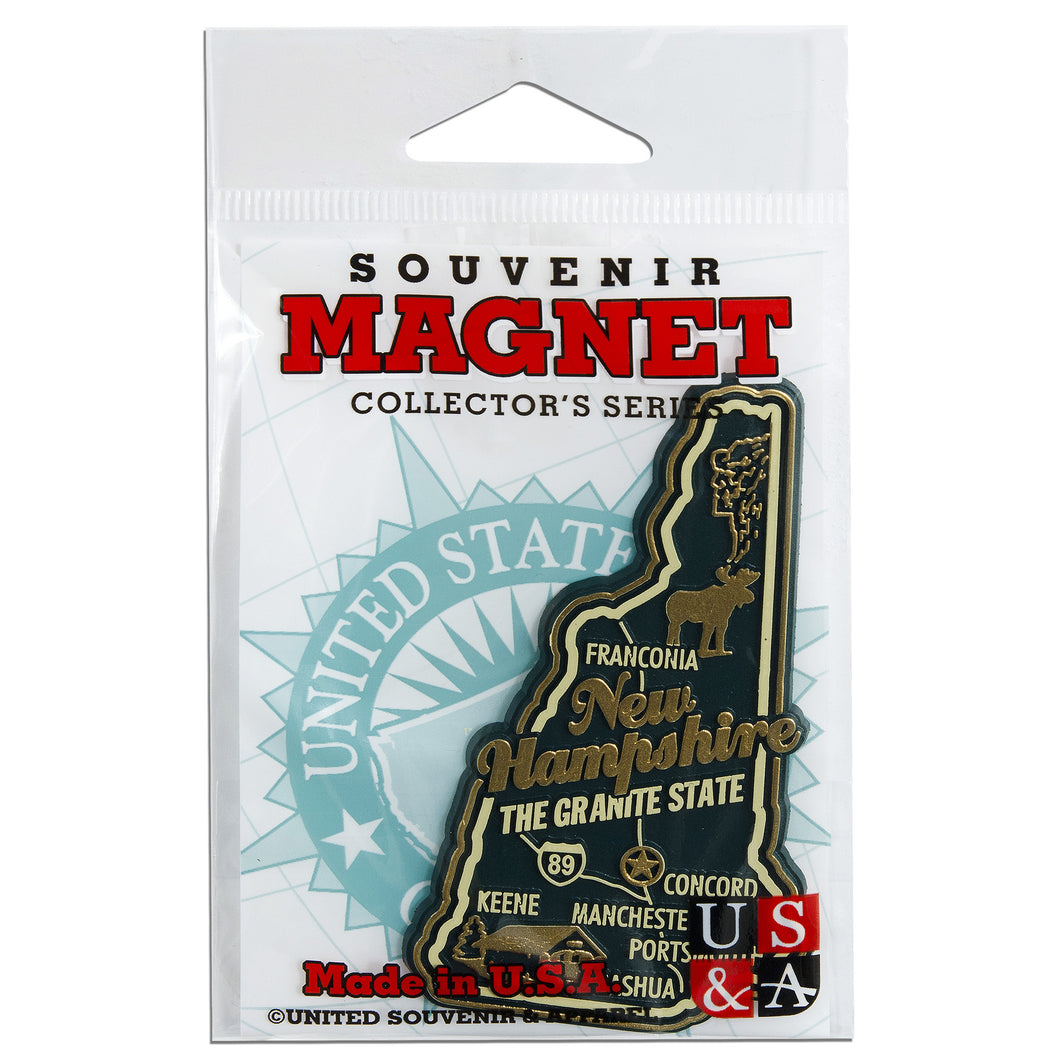 MGNH98 Magnet 3 Color Map New Hampshire with Cities