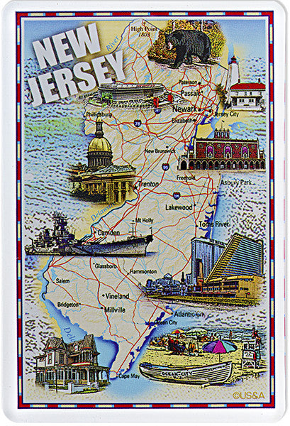 Magnet Thick Lucite New Jersey Map