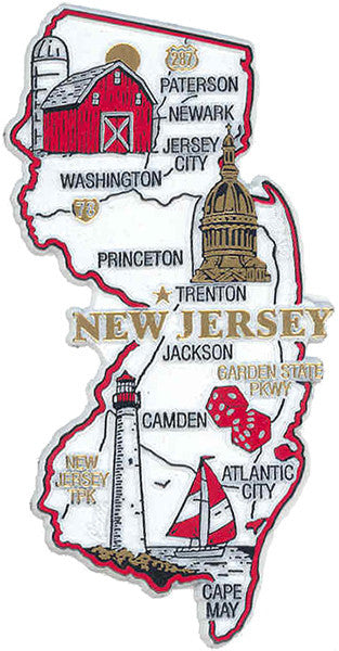 Rubber Magnet Large New Jersey  Map