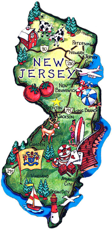 Magnet Large Artwood New Jersey Map