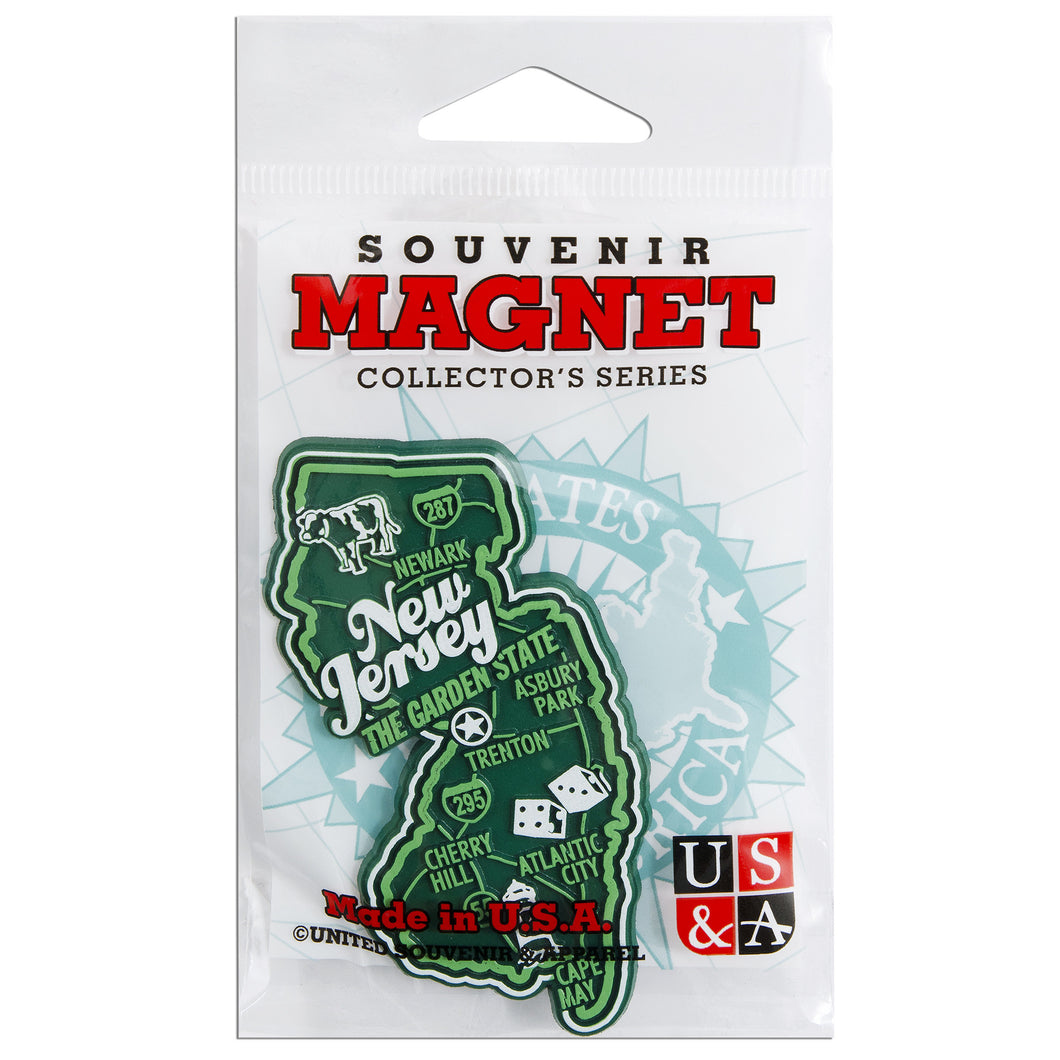 MGNJ98 Magnet 3 Color Map New Jersey with Cities