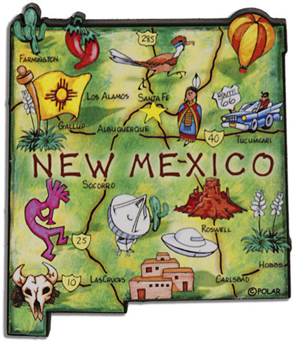 Magnet Large Artwood New Mexico Map