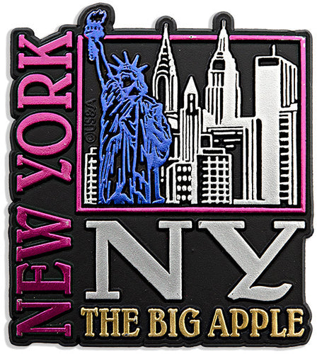 Rubber Magnet Large New York Metallic Square