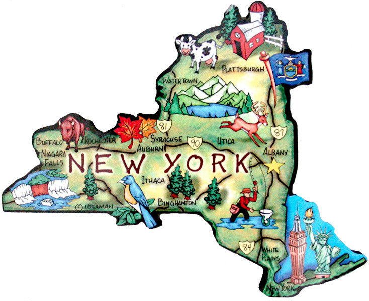 Magnet Large Artwood New York Map