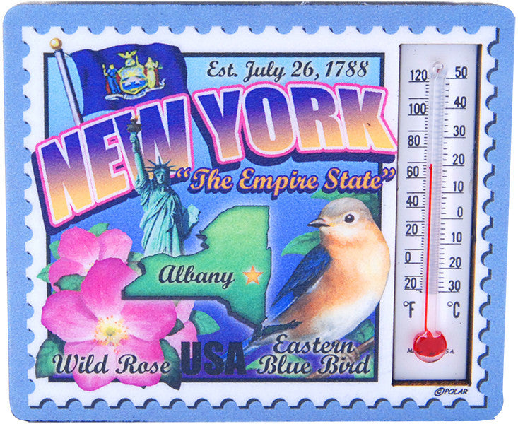 Magnet Wood Thermometer New York Stamp
