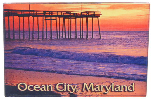 Magnet Thick Lucite Ocean City Sunset Pier