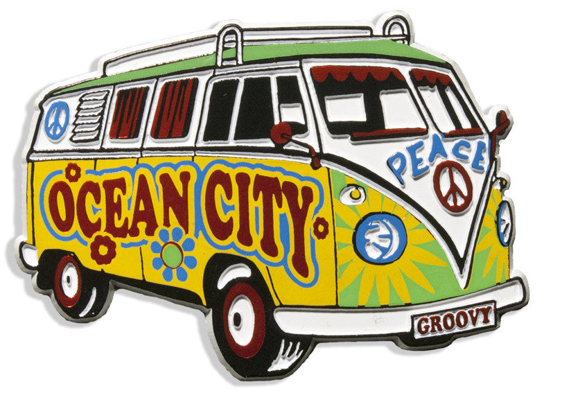 Magnet Large Rubber Ocean City Hippie Bus