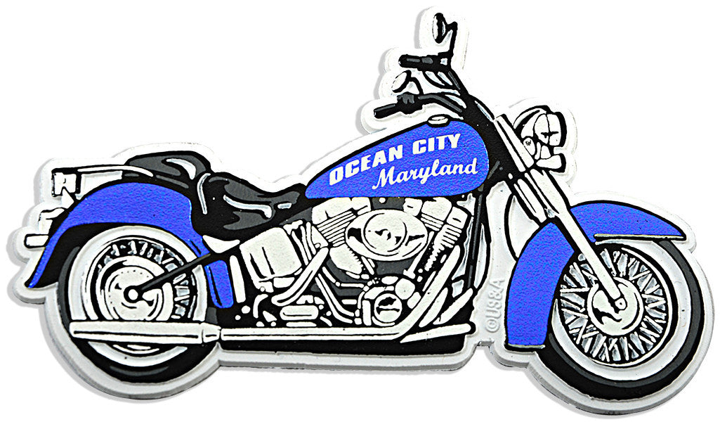 Rubber Magnet Large Ocean City Motorcycle