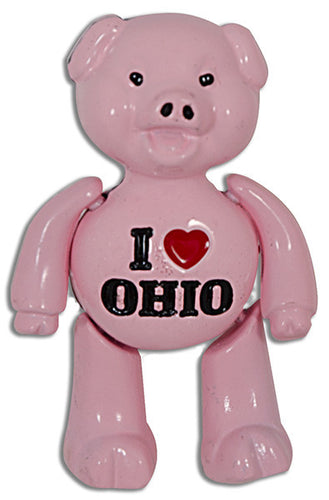 Magnet Moving Pig PINK I Heart Ohio