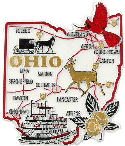 Rubber Magnet Large Ohio Road Map