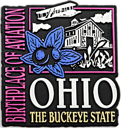 Rubber Magnet Large Ohio Metallic Square