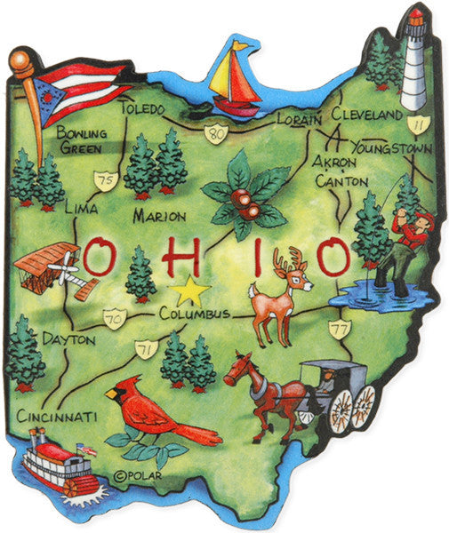 Magnet Large Artwood Ohio Map
