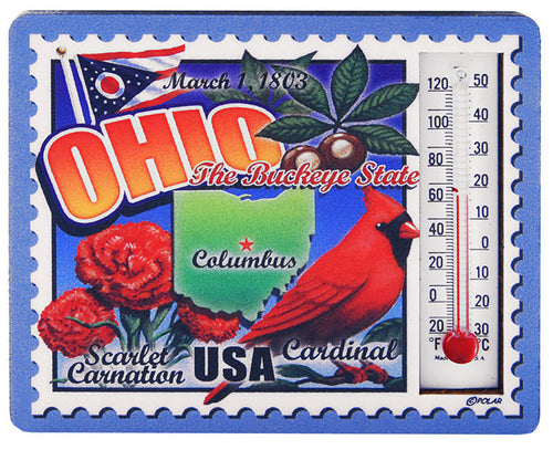 Magnet Wood Thermometer Ohio Stamp