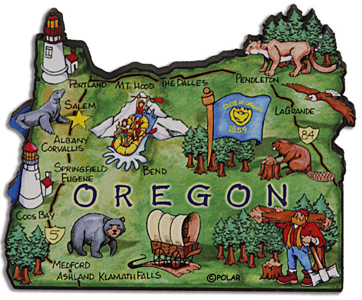 Magnet Large Artwood Oregon Map