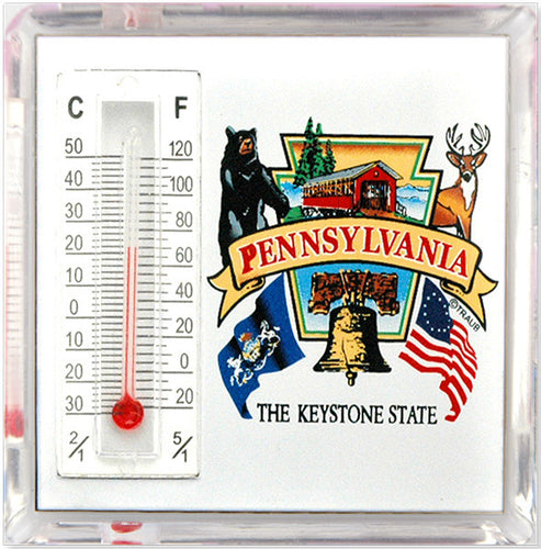 Thermometer Magnet Lucite Pennsylvania Keystone