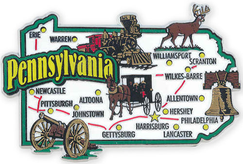Magnet Jumbo PA Cartoon Map