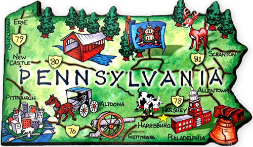 Magnet Large Artwood Pennsylvania Map