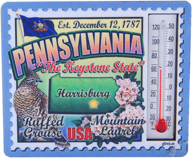 Magnet Wood Thermometer Pennsylvania Stamp