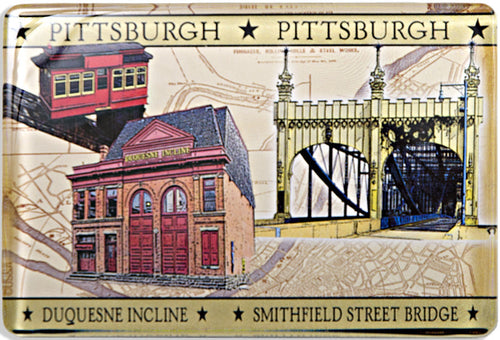 Magnet Thick Lucite Pittsburgh Old Map