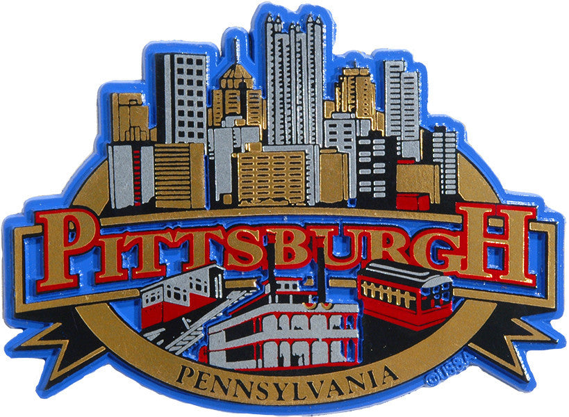 Rubber Magnet Large Pittsburgh Symbols Foil