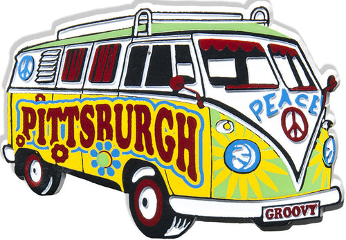 Rubber Magnet Large Pittsburgh Hippie Bus