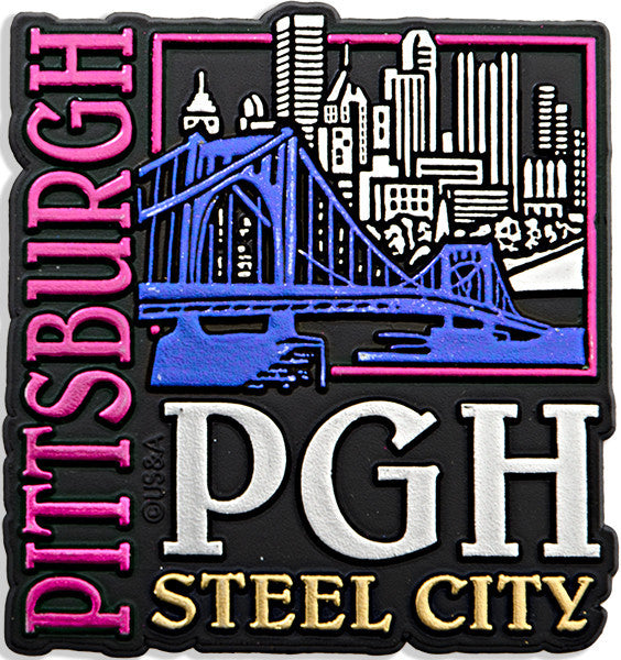 Rubber Magnet Large Pittsburgh Metallic Square