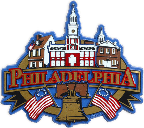 Rubber Magnet Large Philadelphia Symbols Foil