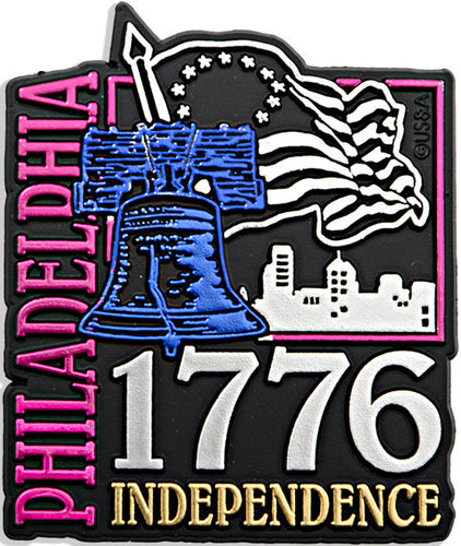 Rubber Magnet Large Philadelphia Metallic Square