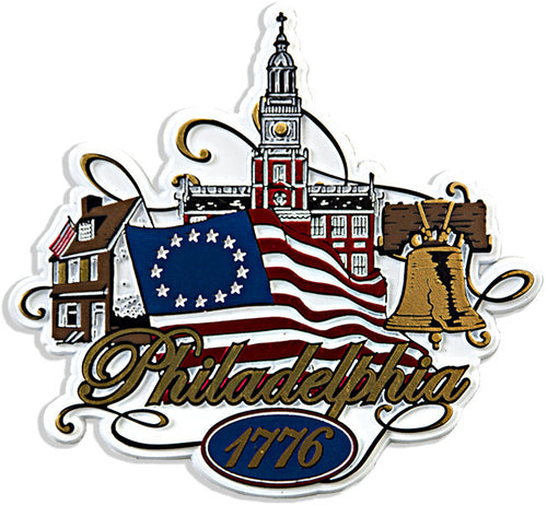 Rubber Magnet Large Philadelphia Flag with Scrolling
