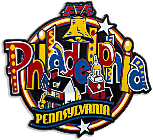 Rubber Magnet Large Philadelphia Neon Circle