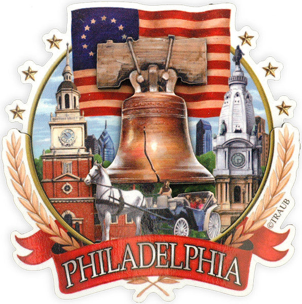 Magnet Wood Montage Philadelphia Bell Banner