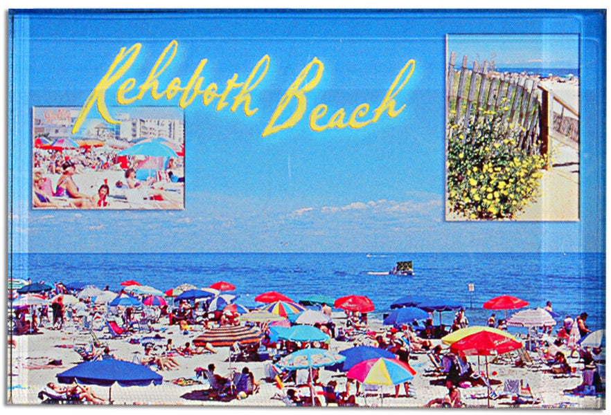 Magnet Thick Lucite Rehoboth Beach Scene