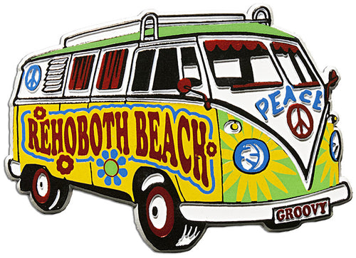Rubber Magnet Large Rehoboth Beach Hippie Bus