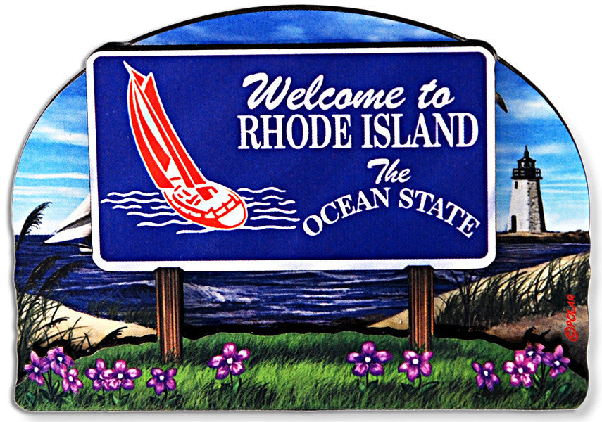 Magnet Wood Welcome Sign Rhode Island