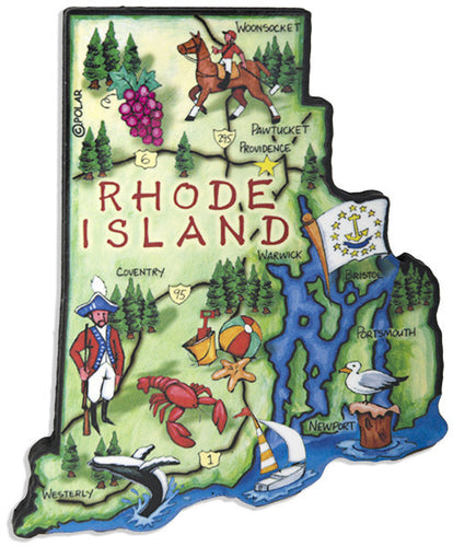 Magnet Large Artwood Rhode Island Map