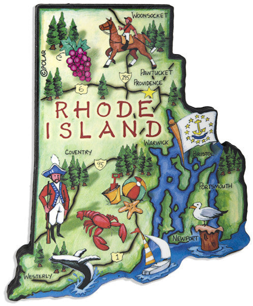 Magnet Large Artwood Rhode Island Map